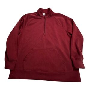 All In Motion Burgundy Red Quarter Zip Pullover Sweatshirt Fleece Lined Size L